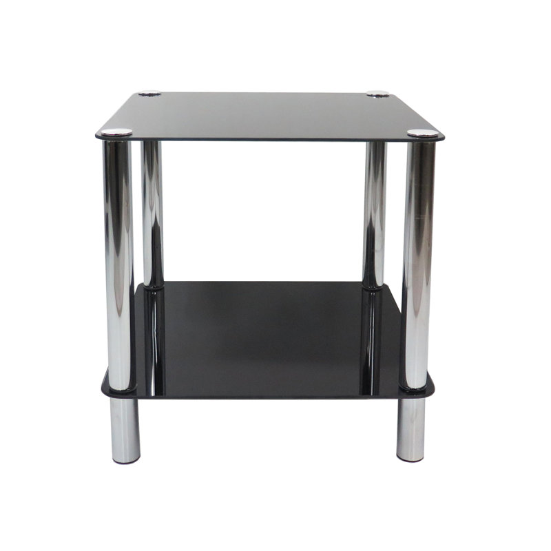 Matrix Glass Top End Table, Black