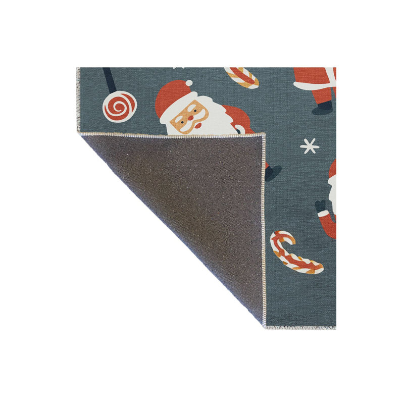 Tapis décoratif de Noël à motif d'ornement mélangé à motif de père Noël, Sous-tapis rectangulaire 5 pi 1 po x 7 pi 7 po inc