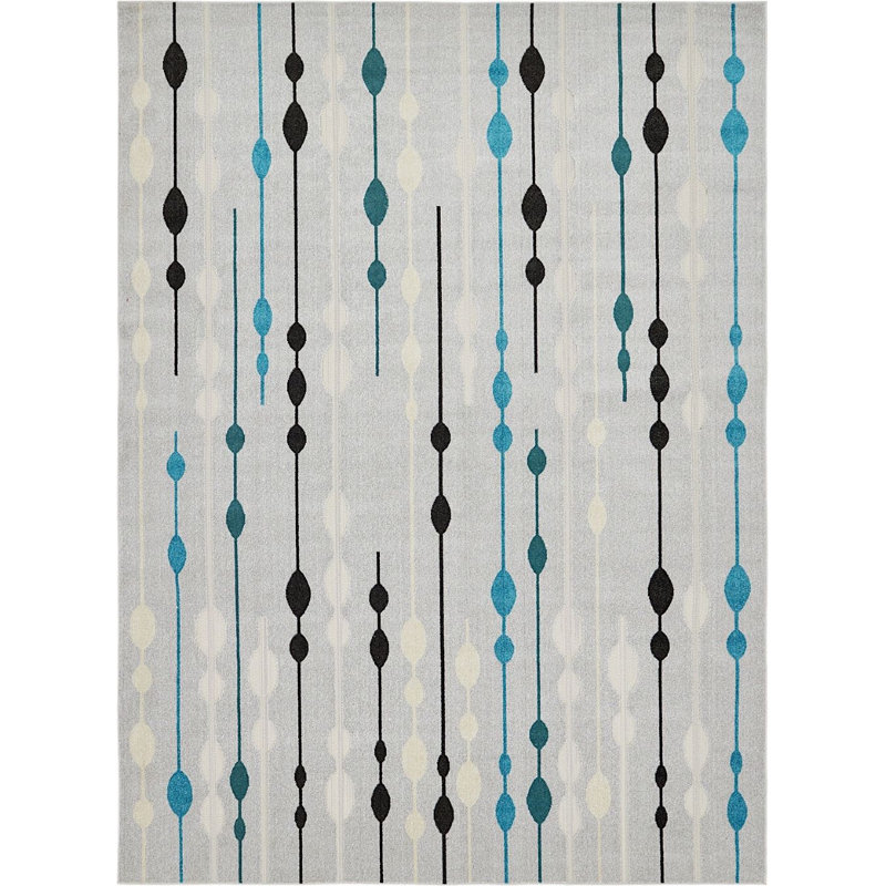 Outdoor Veranda Area Rug Gray Dot Color, Rectangle 8' x 10'
