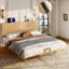 Lit plateforme en bambou massif avec tête de lit haute et ports USB Palermo-125069602-125069606