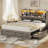 Queen Bed Frame with Spacious Storage Headboard and 4 Drawers Farmhouse LED Metal Platform Bed with Charging Station No Boxing Need-400191143-370782390