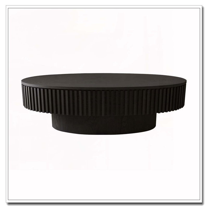 47'' Oval Coffee Table with Storage, Black