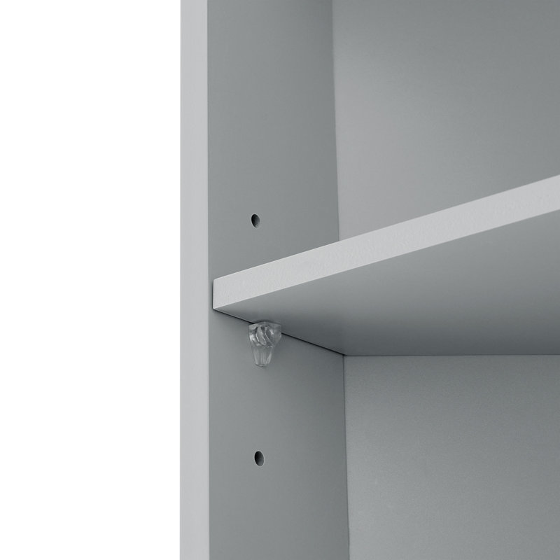 Multi-Functional Corner Cabinet Tall Bathroom Storage Cabinet With Two Doors And Adjustable Shelves, Open Shelf, Gray