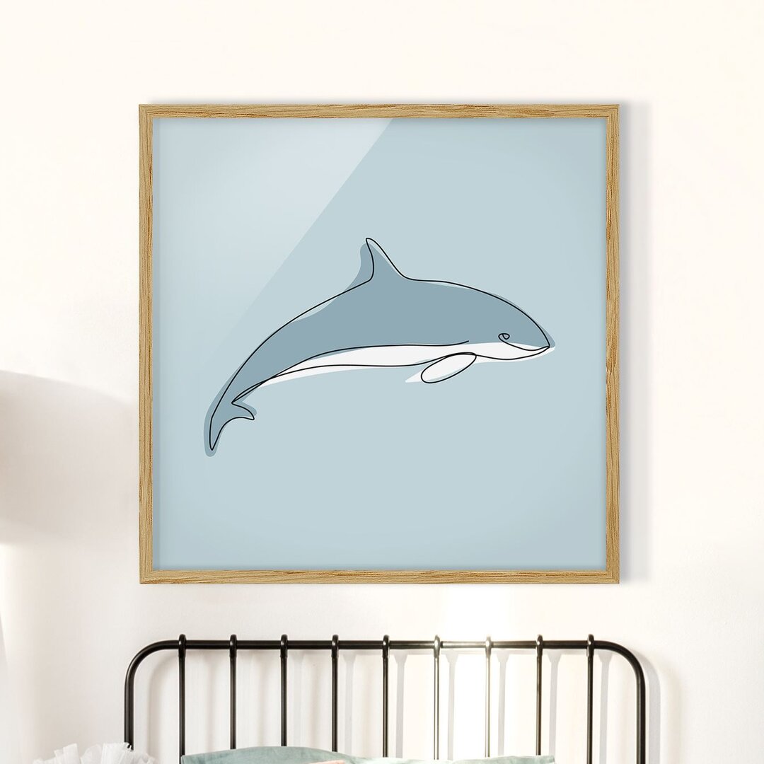 Picture With Frame - Dolphin Line Art - Square 1:1