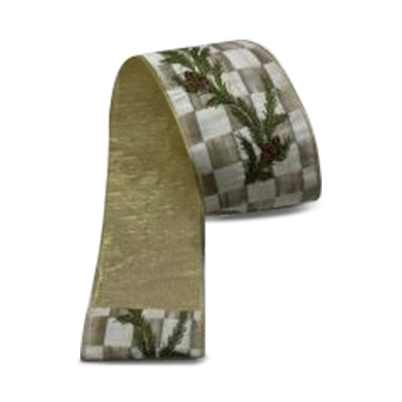 Mocha Pine Embroidered 4" Ribbon