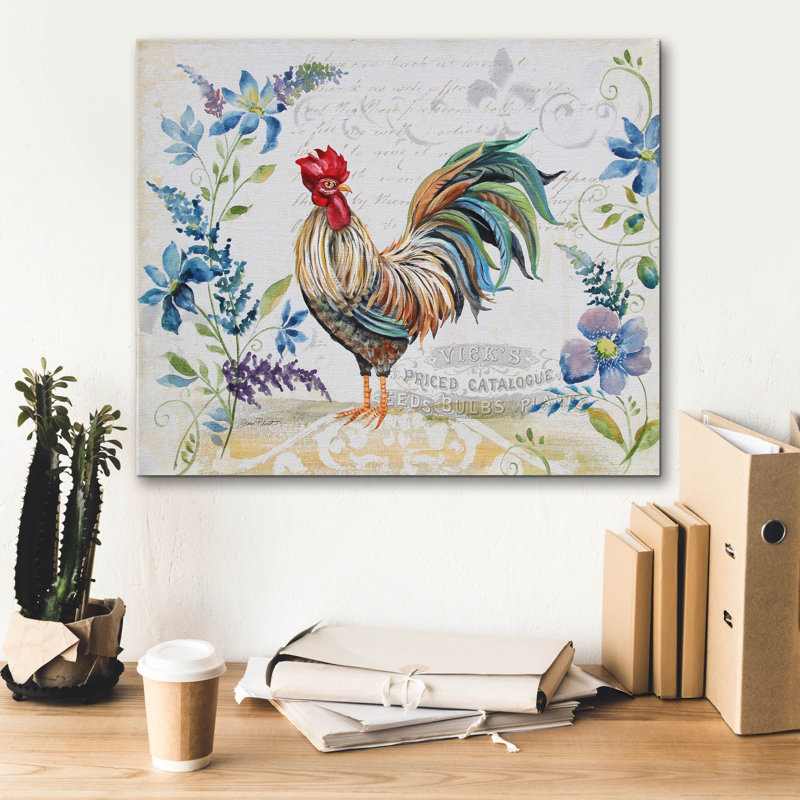 «Seasonal Rooster 9» par Jean Plout, art mural sur toile, H 20 po x l 24 po x P 0,75 po