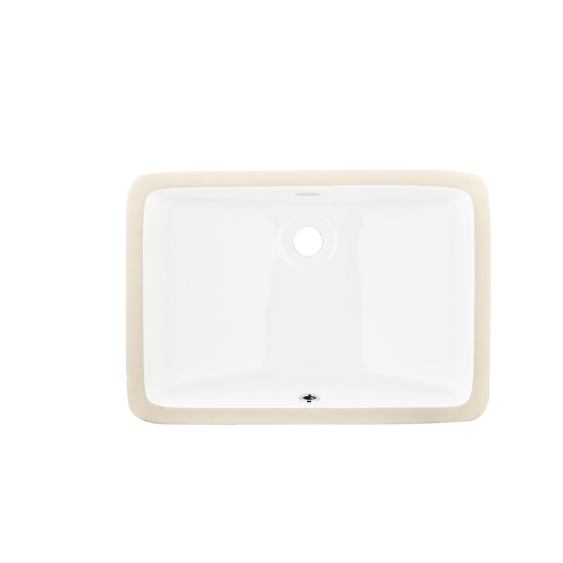 RENIST White Ceramic Rectangular Bathroom Sink with Overflow