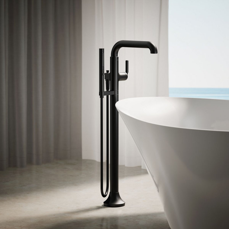 Tone Floor Mounted Clawfoot Tub Faucet, Matte Black