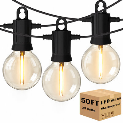 LED Outdoor String Lights Patio Lights with G40 Globe Bulbs,Connectable Dimmable Waterproof LED String Lights for Party,Garden,Birthday,Wedding,Backyard,Porch,Deck,Balcony,Christmas,Halloween, 2700K Warm White