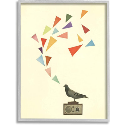Pigeon Antique Radio Geometric Triangle Shapes Design