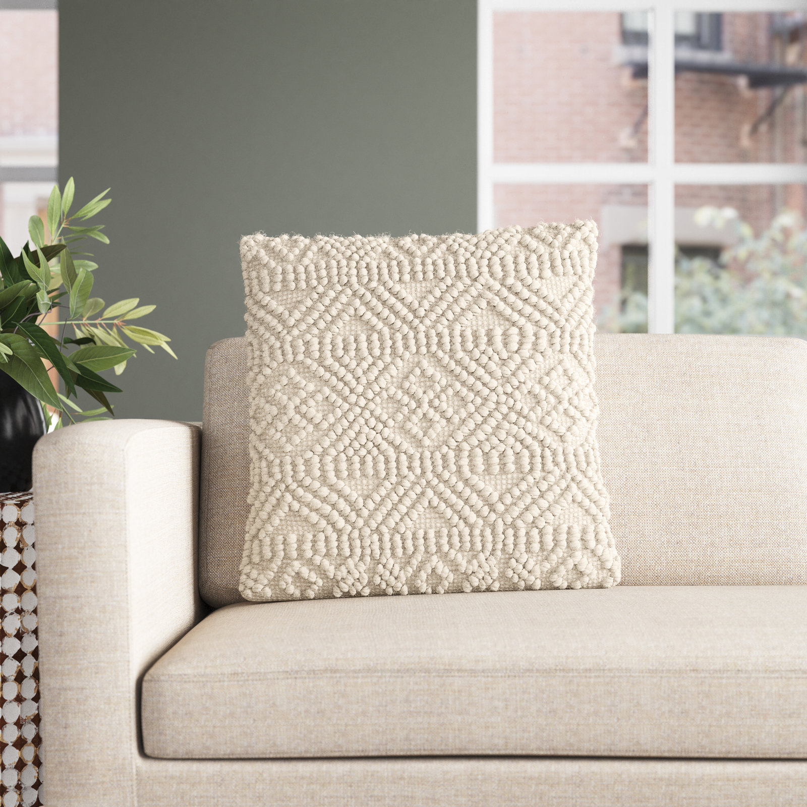 Tribeca Geometric Throw Pillow, Down