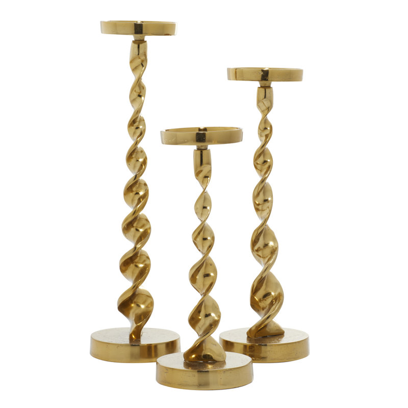Ensemble de chandelles de table en aluminium, Doré