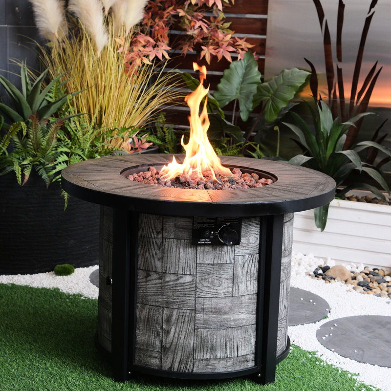 Table de foyer 50 000 carrés - Béton, propane, pierres de lave, couvercle imperméable pour fosse de propane de patio, extérieur