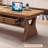 Large rectangular solid wood desk with drawers-486655906