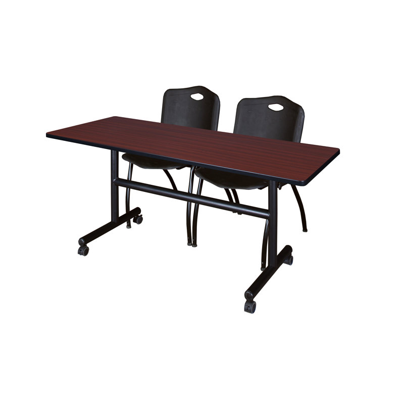 Table de nidification Nickls, 2 chaises empilables, H 29 po x l 60 po x P 24 po, Acajou / Noir