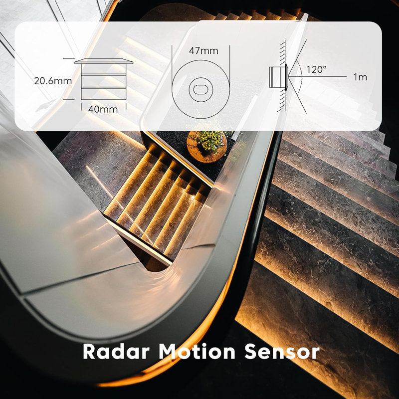 LED Smart Motion-Activated Stair Light with Remote Controlled Motion LED Step Light LED, Stair Lighting Adjustable Brightness Light Speed Steps Number(12Steps,3000k)
