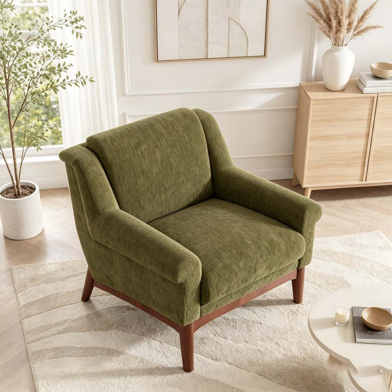 Chaise d'appoint moderne avec accoudoirs évasés, Green