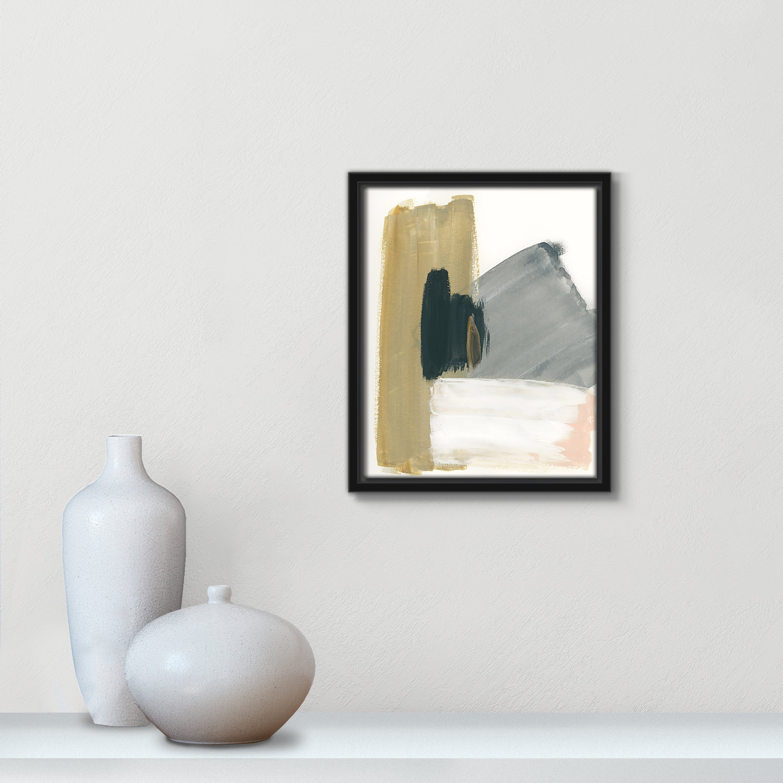 Herma "Marble Block Symmetry II" Print, 11.5" H x 9.5" W x 2" D, Black Framed