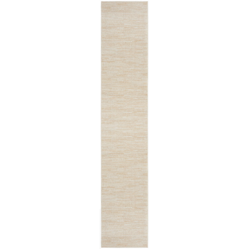 Mullican Sandy Solid Ivory/Beige Easy Care Indoor/Outdoor Area Rug, Runner 2'2" x 14'