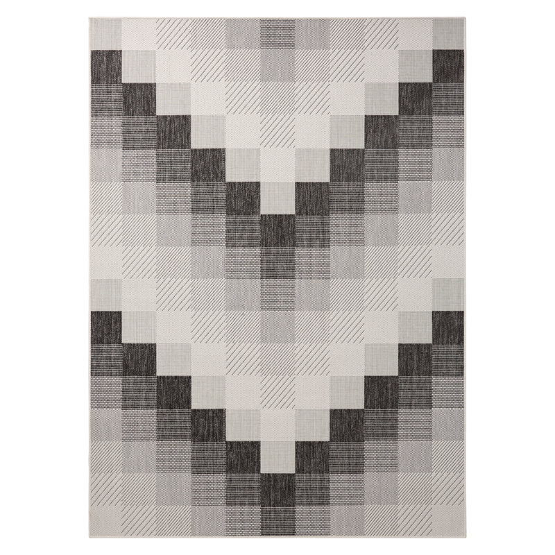 Tapis extérieur noir / crème NICOLE MILLER New York, Rectangle 3 pi 11 po x 5 pi 2 po