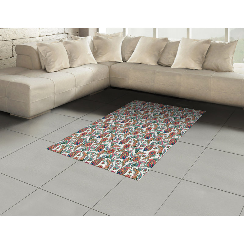 Paisley High Density Long Fiber Poly Threads Decorative Area Rug Carpet, Rectangle 4' x 5'8"