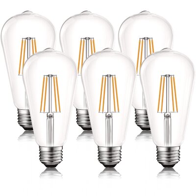 8 Watt (75 Watt Equivalent), ST19 LED, Dimmable Light Bulb, E26/Medium (Standard) Base -  Luxrite, LR21650-6PK