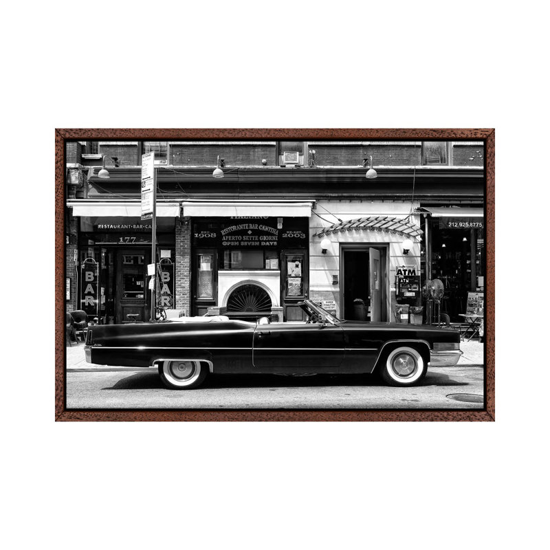 Black Cadillac by Philippe Hugonnard - Print on Canvas, Classic Brown Wood Floater Framed, 45.72cm H x 66.04cm W x 3.81cm D