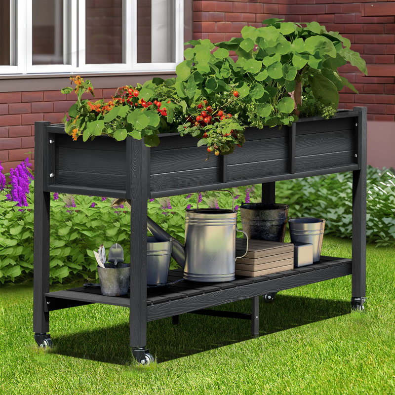 Rufaidah Raised Garden Bed with Drainage Holes, Black