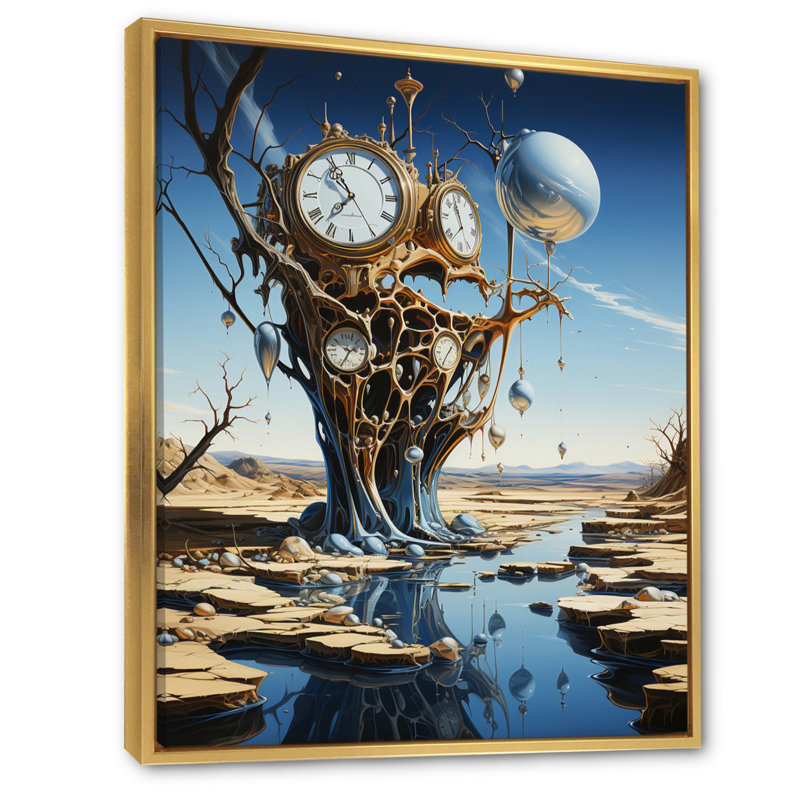 Chef-d'œuvre de la persistance de la mémoire, surréalisme IV - décoration murale abstraite, H 44 po x l 34 po x P 1,5 po
