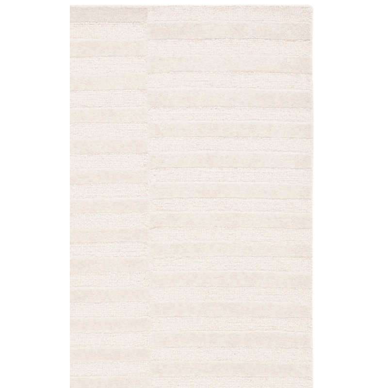 Ebony Hand Tufted Wool/Cotton Solid Color Rug in Ivory, Rectangle 3' x 5'