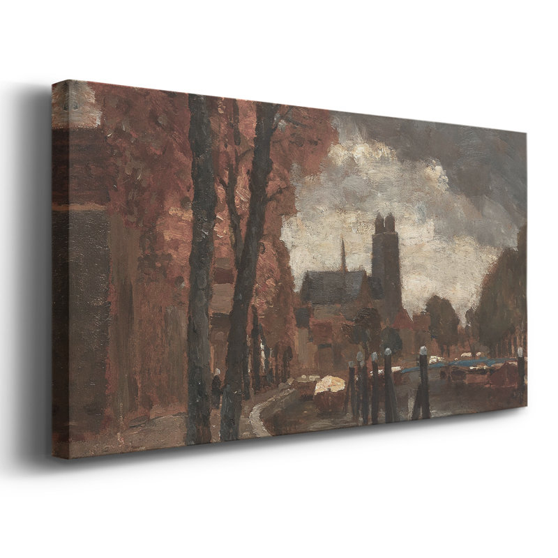 Paysage, série CCLXIV, toile tendue avec châssis, prête à être accrochée, H 17 po x l 33 po, Doré