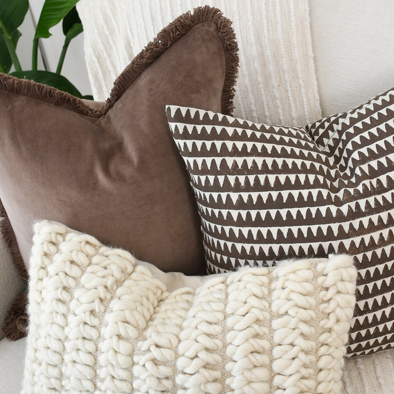 Brown Block Print Pillow Covers
