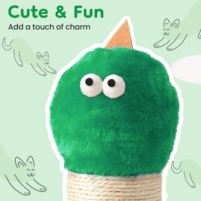 Griffoir géant de 56 cm avec corde en sisal et jouet suspendu interactif, poteau à griffer robuste pour chatons et grands chats, de couleur verte.