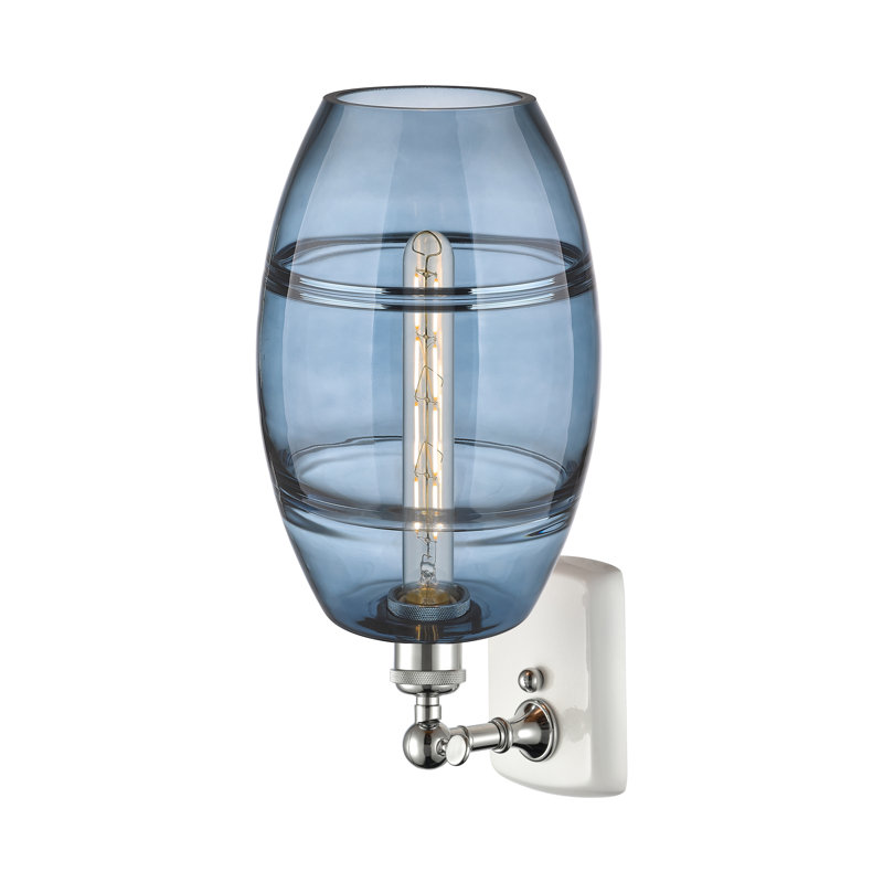 Applique murale en acier Bettylou, Bleu princesse, H 10,88 po x l 8 po x P 8,13 po, Chrome poli blanc