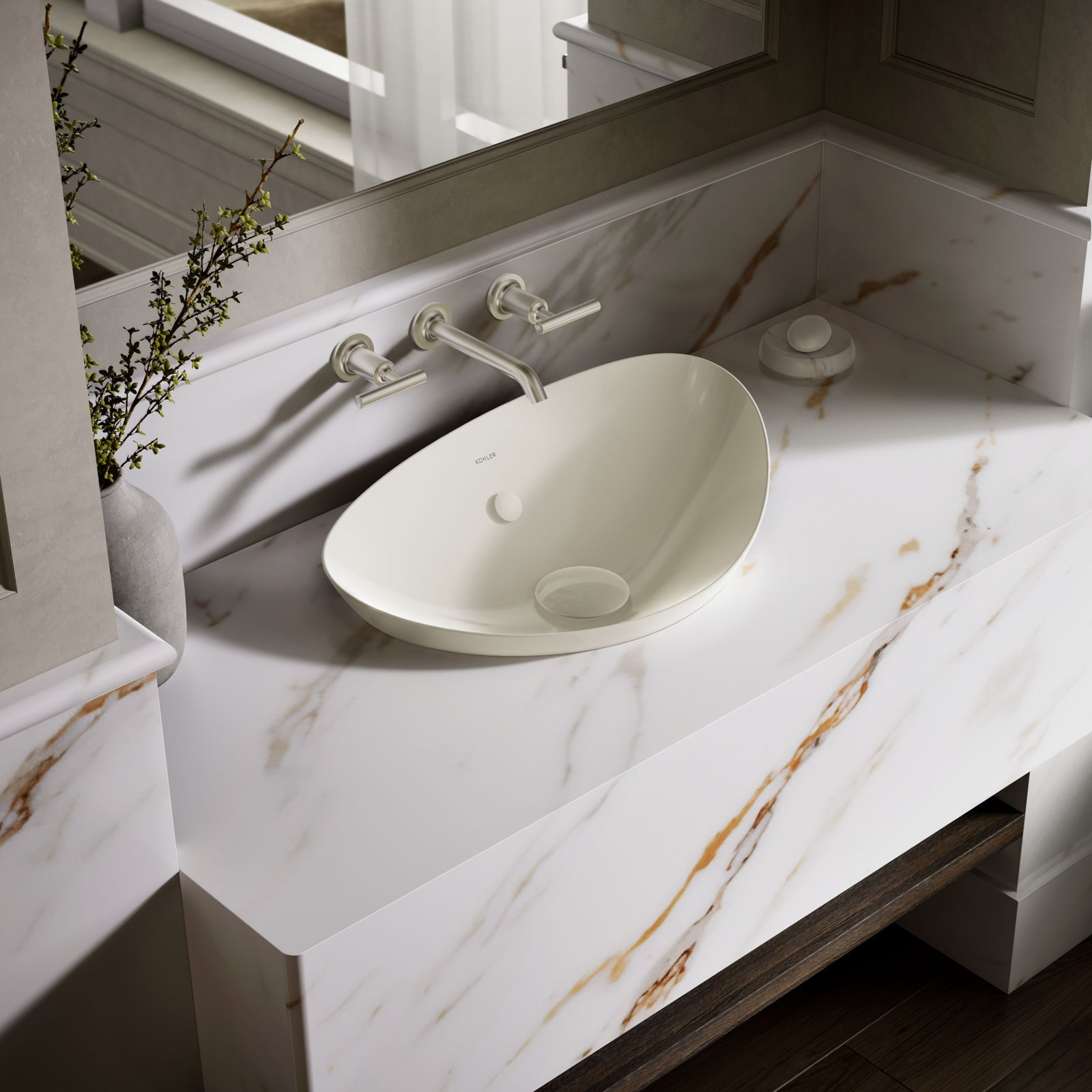 Veil Specialty Vessel Bathroom Sink, Biscuit