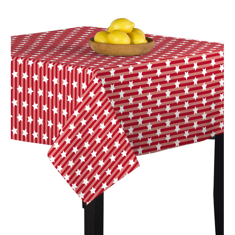 Slavens Star Stripes Tablecloth, 90" x 90", Red