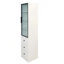 Grande armoire de rangement pour salle de bain avec porte en verre et tiroirs pour un rangement polyvalent dans plusieurs pièces