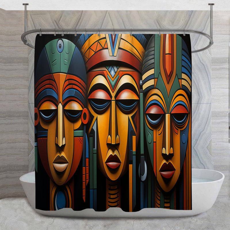 Rideau de douche Landscape - Décor de salle de bain abstrait Hollywood Regency, H 93 po x l 70 po