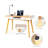 Wooden Patio Table and Dining Bench Set with Wagon Wheel Design