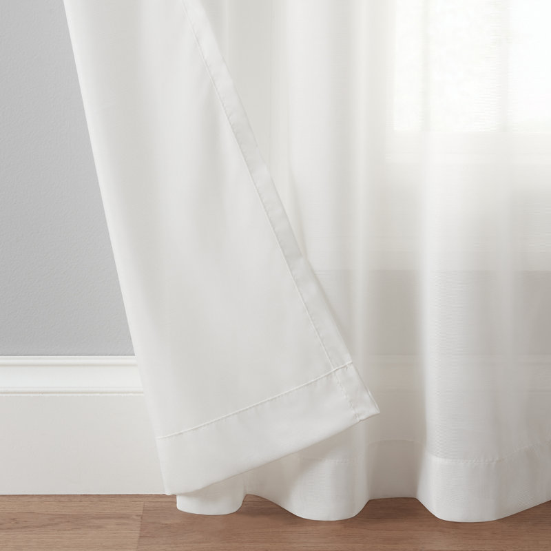 White Sheer Polyester Rod Pocket Light Filtering Curtain Panel