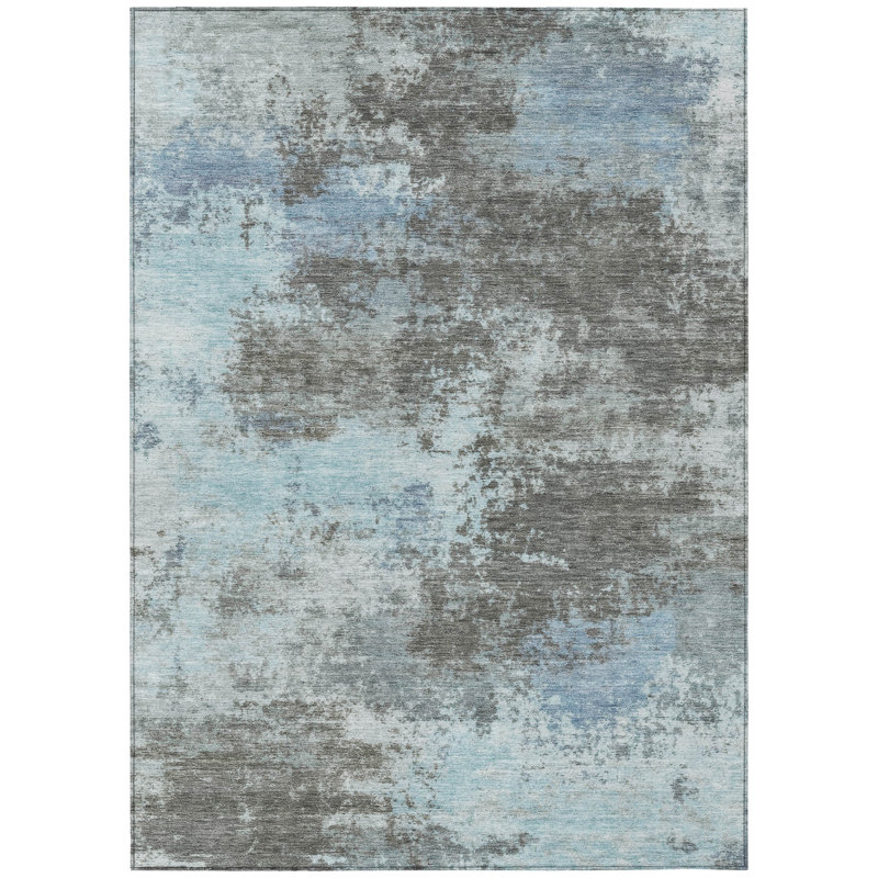 Machine Washable Indoor/Outdoor Xhevrie Taupe Rug, Rectangle 9' x 12'