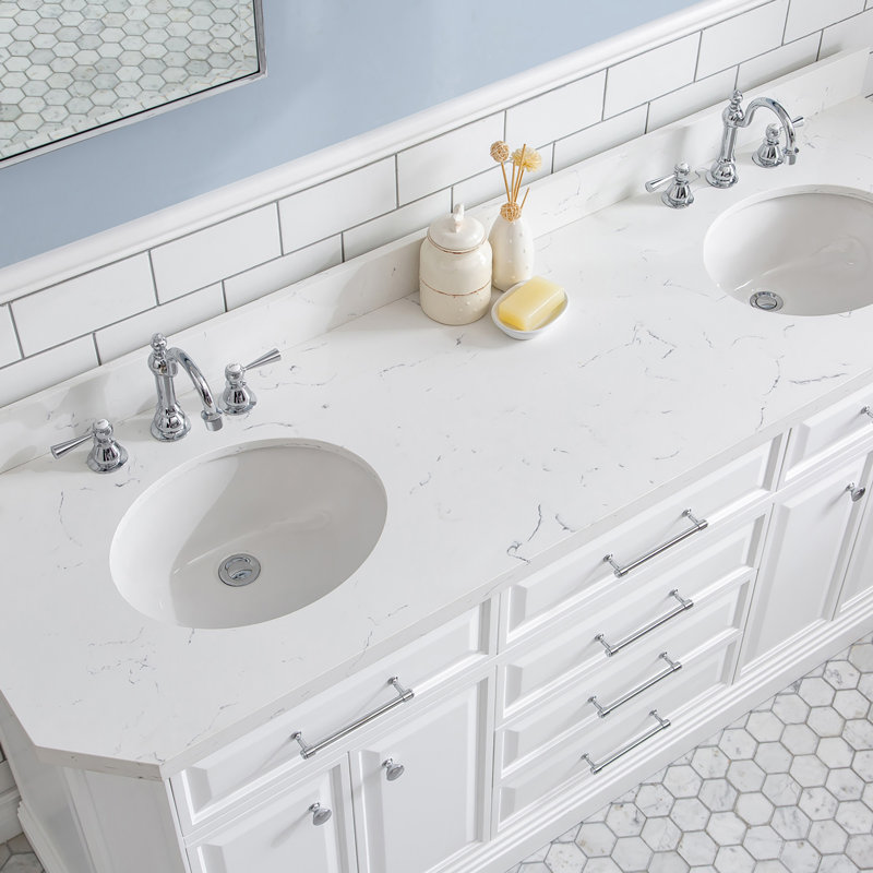 Palace 72'' W Double Vanity, Pure White, Polished Chrome
