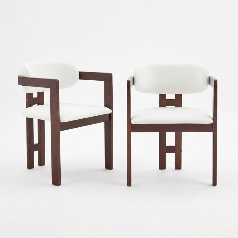 Japandi Upholstered Arm Chairs 2Pc Set