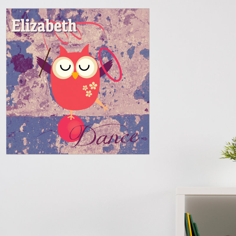 Décalcomanie murale personnalisable volleyball hibou, H 30 po x l 30 po, Oui