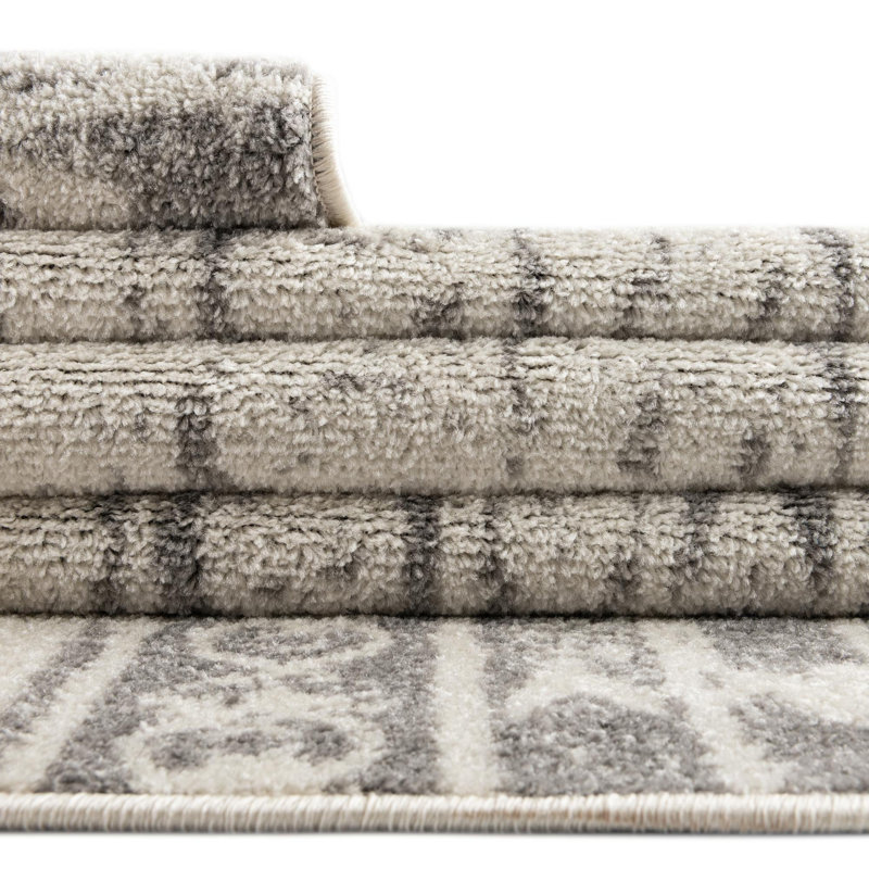 Tapis Lennon ivoire et gris, Rond 6 pi