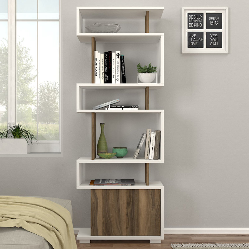 Bibliothèque Remae, Blanc / Noyer