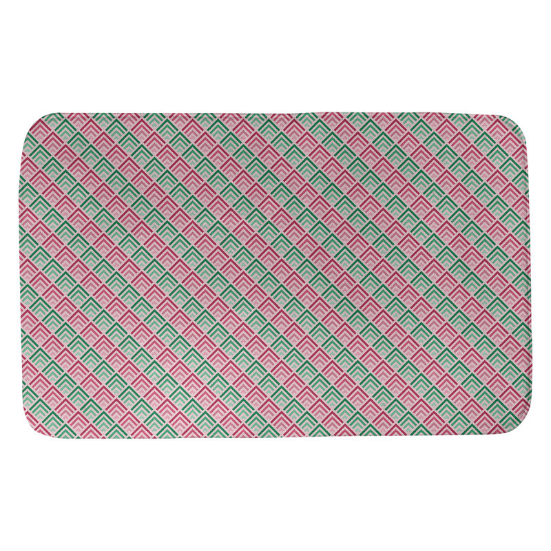 Tapis pour salle de bain dégradé Avicia, l 21 po x L 34 po, Rose / Vert