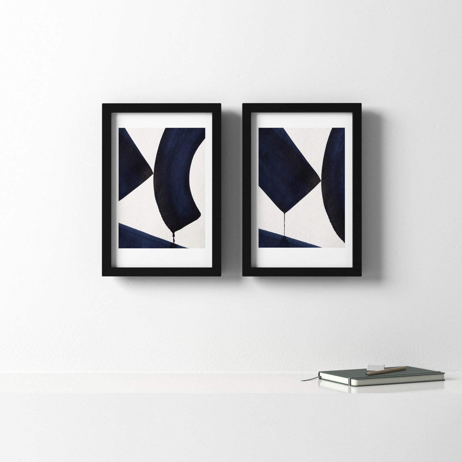 Fluid Motion 2 Duo by Simon West, Black, 34.65" H x 49" W x 0.88" D