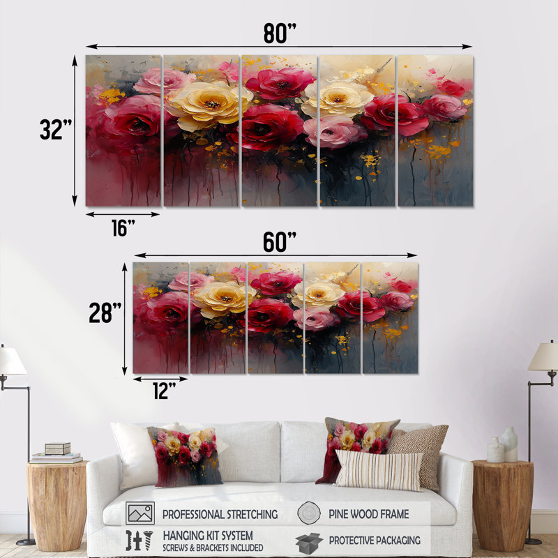 Blomberg - art mural - ensemble de décoration W, H 28 po x l 60 po, 5