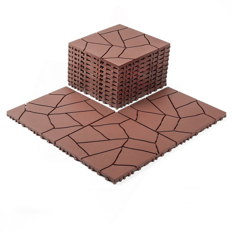 Stone Style 12" Deck Tiles, Red/Brown